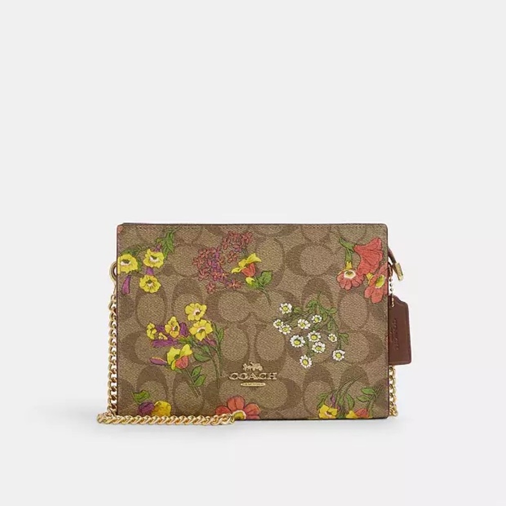 NWT!COACH SLIM CROSSBODY IN SIGNATURE CANVAS WITH FLORAL PRINT (COACH CR240) - Picture 8 of 9